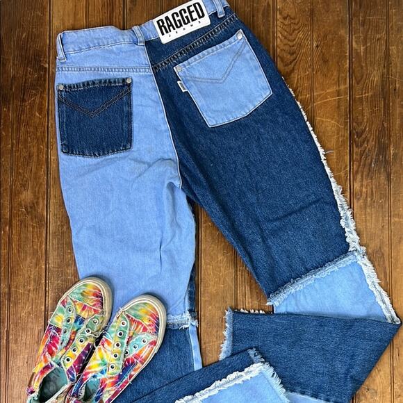 Women’s The Ragged Priest high waisted, patchwork jeans, size 26 - Picture 1 of 8